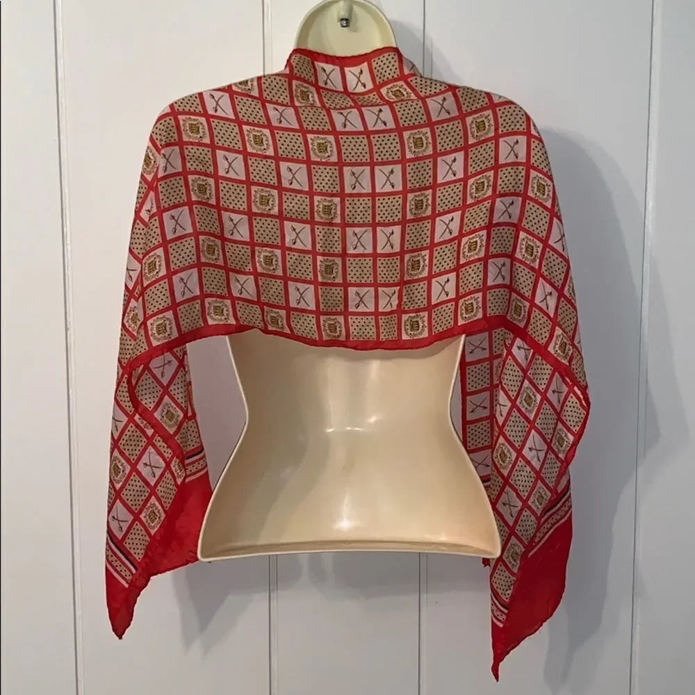 Vtg 60s drum & sword rayon/silk scarf‎
